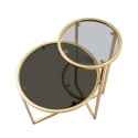 Mesa de café de metal dorado con 2 estantes de vidrio ahumado Mohana Oferta