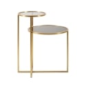 Mesa de café de metal dorado con 2 estantes de vidrio ahumado Mohana Rebajas