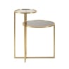 Mesa de café de metal dorado con 2 estantes de vidrio ahumado Mohana Rebajas