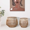 Set de 2 cestas redondas organizadoras de ratán y tela Fuji Venta