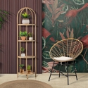 Silla de metal y ratán con cojín blanco boho chic Panama Venta
