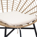 Silla de metal y ratán con cojín blanco boho chic Panama Stock