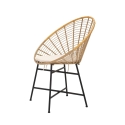 Silla de metal y ratán con cojín blanco boho chic Panama Rebajas