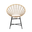Silla de metal y ratán con cojín blanco boho chic Panama Oferta