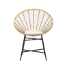 Silla de metal y ratán con cojín blanco boho chic Panama Oferta