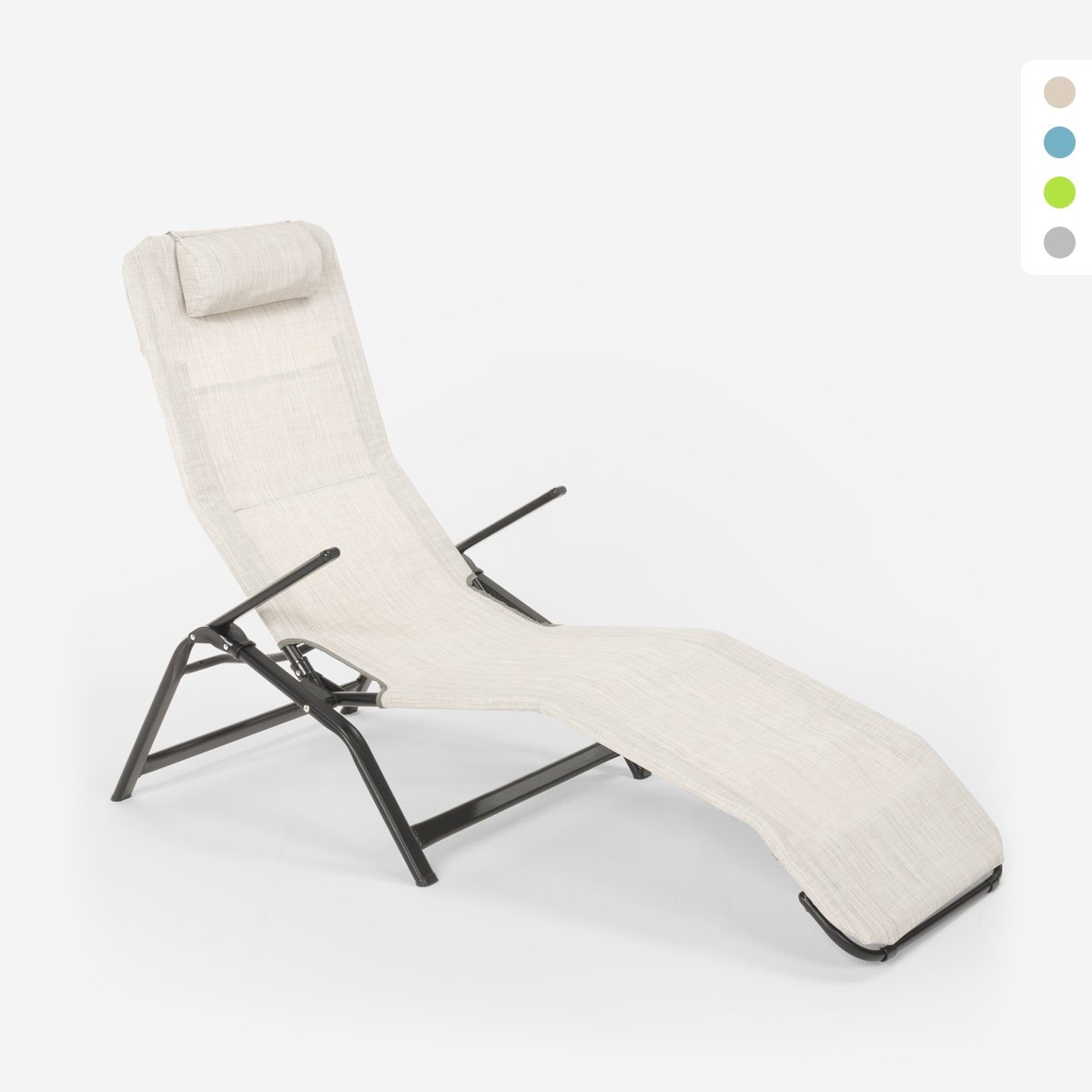 Tumbona plegable de acero para playa y jardín Pasha Luxury Tumbona plegable de acero para playa y jardín Pasha Luxury