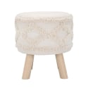 Taburete redondo tapizado en tela con patas de madera Damasco Oferta