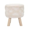 Taburete redondo tapizado en tela con patas de madera Damasco Oferta