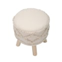 Taburete redondo tapizado en tela con patas de madera Damasco Rebajas