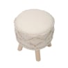 Taburete redondo tapizado en tela con patas de madera Damasco Rebajas