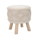 Taburete redondo tapizado en tela con patas de madera Damasco Promoción