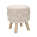 Taburete redondo tapizado en tela con patas de madera Damasco Promoción