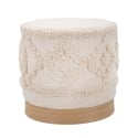 Puf redondo de tela acolchada con base de madera 40x40 Damasco Promoción