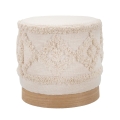 Puf redondo de tela acolchada con base de madera 40x40 Damasco Promoción