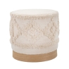 Puf redondo de tela acolchada con base de madera 40x40 Damasco Promoción