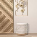 Puf redondo de tela acolchada con base de madera 40x40 Damasco Venta