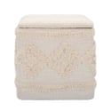 Puf cuadrado con almacenamiento en tela acolchada 40x40cm Damasco Rebajas
