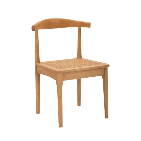Juego de 2 sillas de cocina de madera con asiento de ratán trenzado Japan Promoción