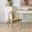 Juego de 2 sillas de cocina de madera con respaldo de ratán trenzado Japan Venta