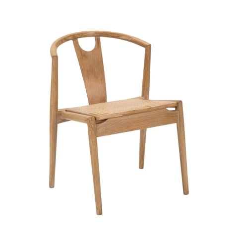 Juego de 2 sillas de cocina de madera con respaldo de ratán trenzado Japan Promoción