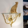 Estante de pared de metal dorado con balda de vidrio Tisty Venta