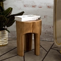 Taburete artesanal de madera de teca estilo étnico Stold Venta