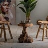 Taburete de madera de teca diseño natural étnico Sel Slim Características