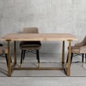 Mesa de comedor rectangular de metal y madera 90x150cm moderna Ankara Venta