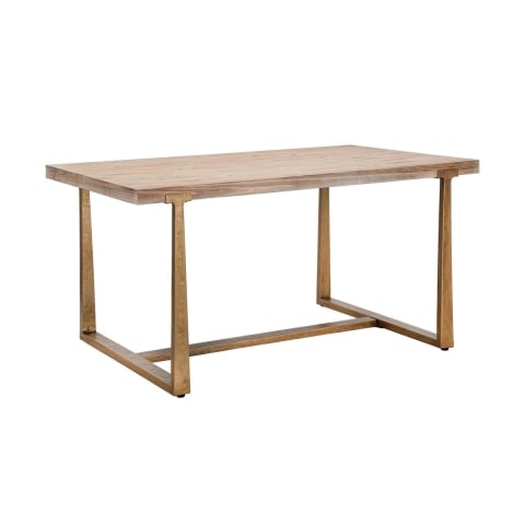 Mesa de comedor rectangular de metal y madera 90x150cm moderna Ankara Promoción