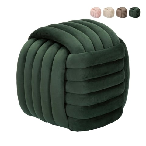 Puf diseño trenzado acolchado en terciopelo estilo moderno Softy Promoción