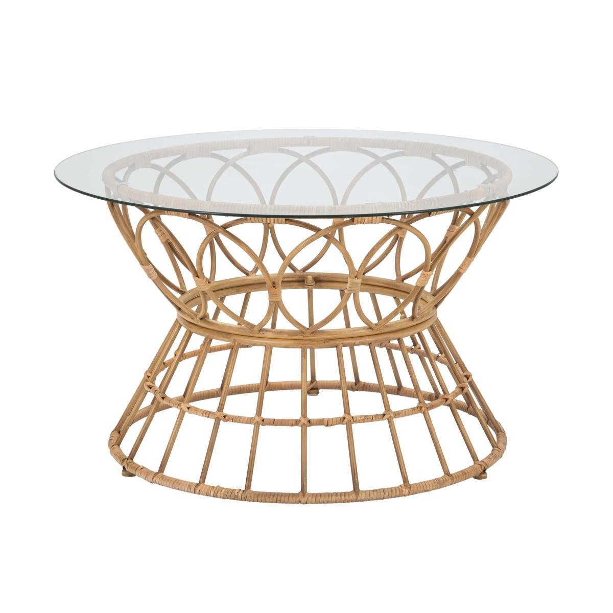 Mesa de centro redonda en ratán y vidrio 75x44,5cm Panama Circle Promoción