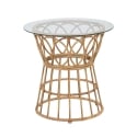 Mesa redonda de ratán con superficie de vidrio 50x50cm Panama Circle Promoción