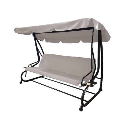 Columpio de jardín 3 plazas techo parasol 230x120x165cm gris Deluxe Promoción