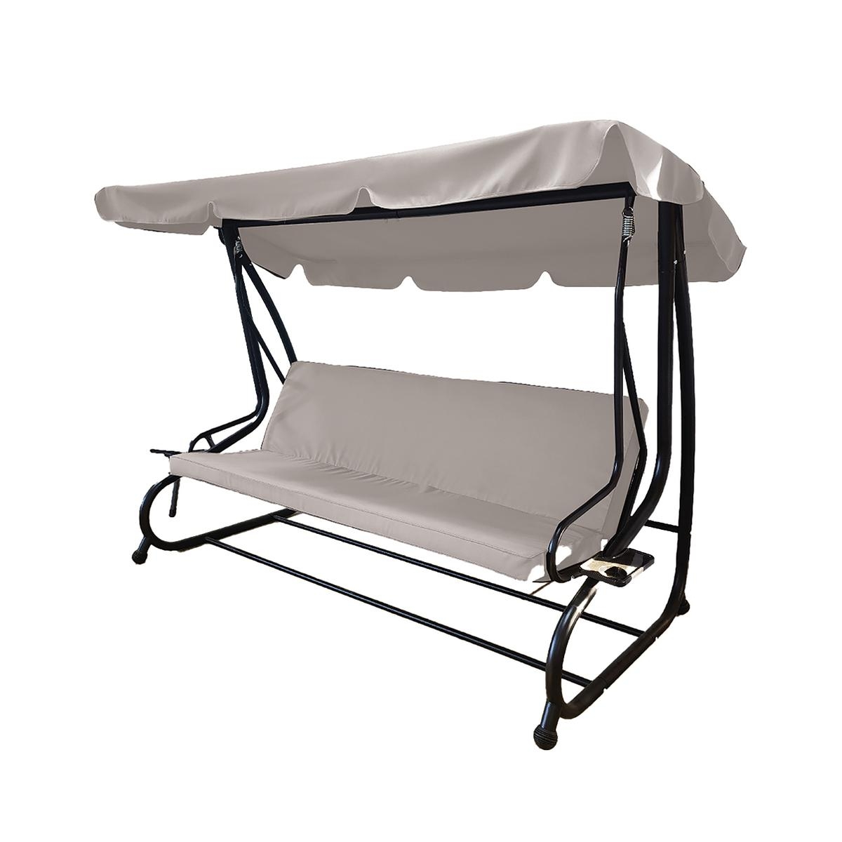 Columpio de jardín 3 plazas techo parasol 230x120x165cm gris Deluxe
