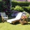 Tumbona de jardín reclinable de madera de acacia con ruedas Bali Venta