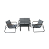 Set de jardín 4 plazas de acero con mesa de vidrio Saint Martin Promoción