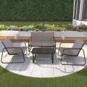 Set de jardín 4 plazas de acero con mesa de vidrio Saint Martin Oferta