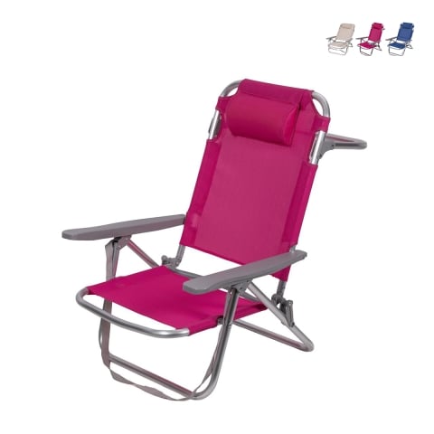 Sillón de playa con cojín y reposabrazos de aluminio Brasil Promoción