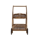 Carro de servicio de dos niveles con ruedas de madera de acacia Bali Rebajas