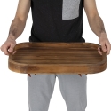 Carro de servicio de dos niveles con ruedas de madera de acacia Bali Catálogo