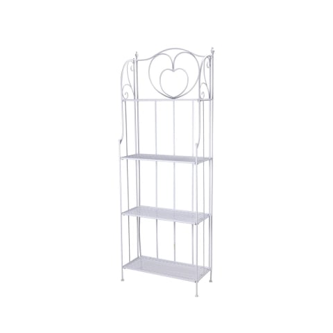 Estantería plegable de hierro con 4 estantes 60,5x28xh.167cm blanca Ravun Promoción