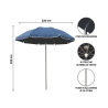Sombrilla de playa Ø2,4 m de aluminio 16 varillas inclinable Shangai 