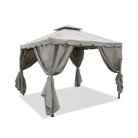 Gazebo idrorepellente 3x3m 4 tende laterali ferro tortora Tangeri Promoción
