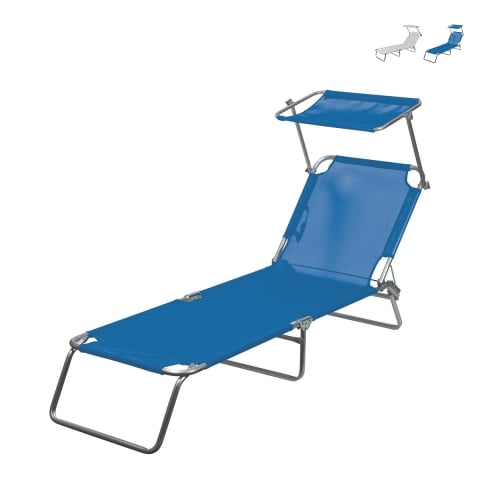 Tumbona de playa reclinable y plegable con sombrilla Vieste Promoción