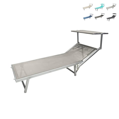 Tumbona de jardín de aluminio con parasol Riccione Promoción
