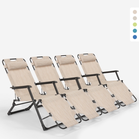 4 sillas de playa tumbona hamaca plegables de jardín multiposición Zero Gravity Promoción