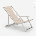 Silla tumbona mar playa reposabrazos aluminio plegable Riccione Gold Lux Promoción