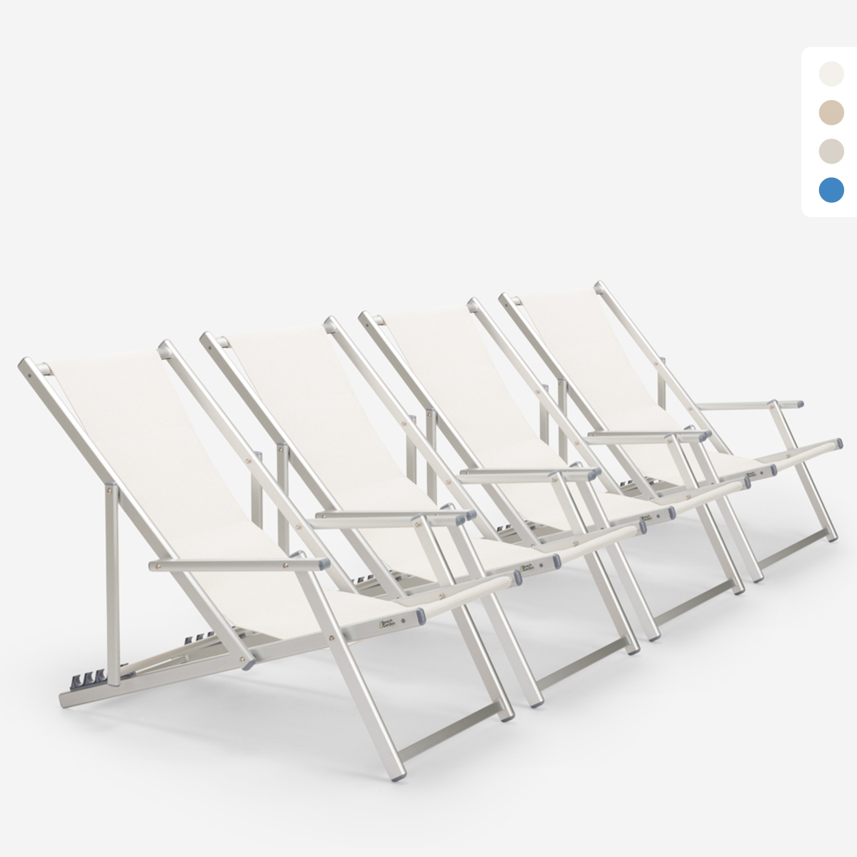 4 Tumbonas mar playa reposabrazos aluminio plegable Riccione Gold Lux