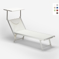 Tumbona plegable de aluminio con parasol para playa - Santorini Promoción