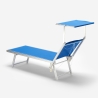4 Tumbonas plegables de aluminio con parasol para playa - Santorini 